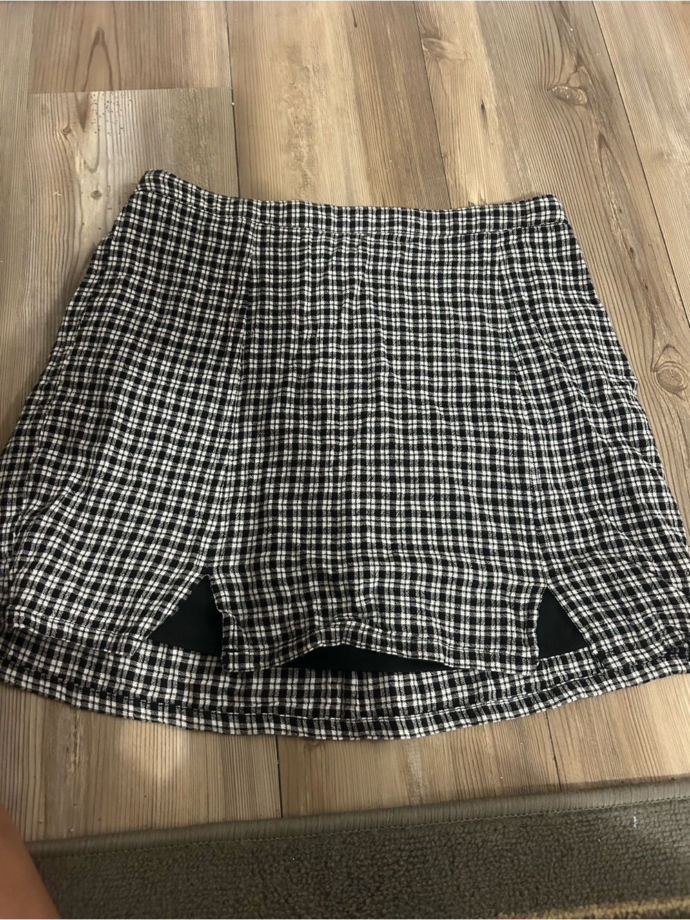 Black & White Plaid Mini Skirt